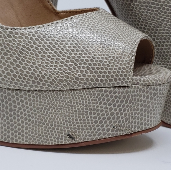 Colin Stuart Snake Skin Peep Toe Platform - Picture 8 of 11